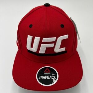 Reebok UFC Snapback Hat Red Respect The Fight MMA Flat Bill Cap OSFA New NWT